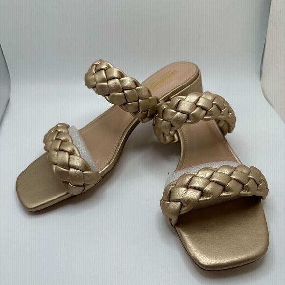 CUSHIONAIRE Women's two band braided low block heel slide sandal +Memory Foam 7. - Picture 7 of 7